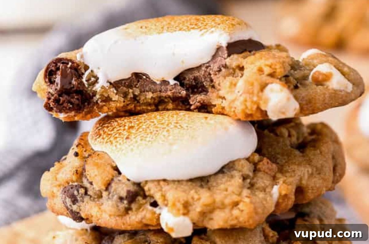 24 Irresistible S'mores Recipes to Enjoy All Year Long 25 Toasted marshmallow sandwiched between chocolate chip cookies.