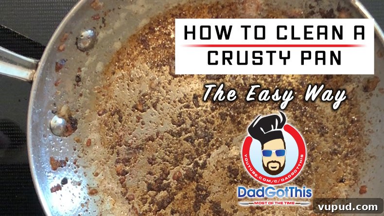 How to Clean a Burnt Pan Quickly Without Scrubbing for Hours 2 A really dirty pan with text over it