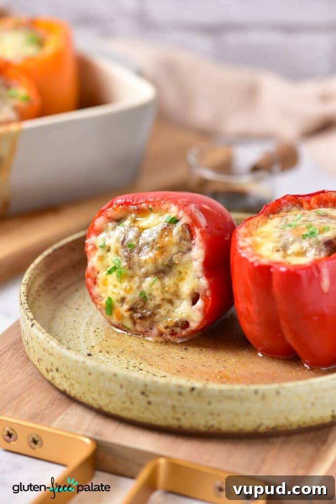 Gluten-Free Stuffed Peppers Recipe: Flavorful Vegetarian Dinner 7 Gluten-Free Stuffed Peppers on a green plate