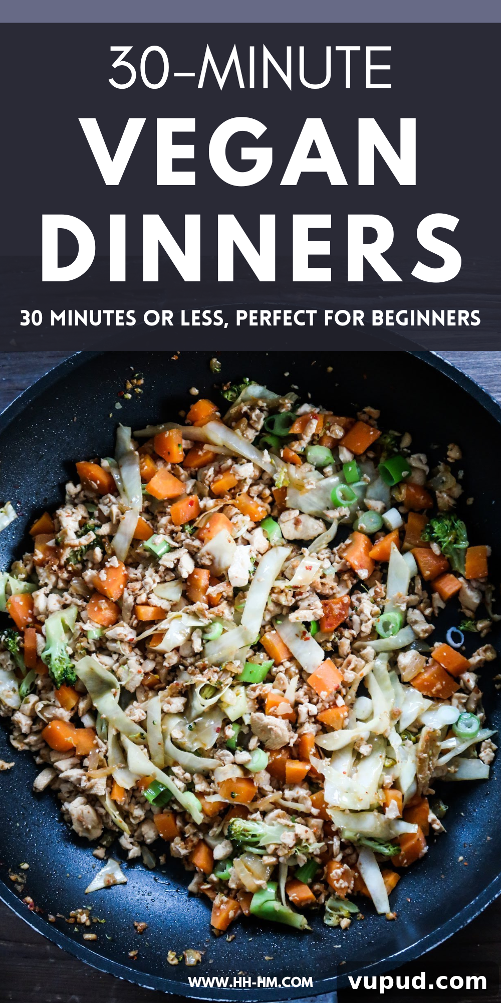 30-Minute Vegan Dinners: 15 Flavorful Recipes for Weeknights 2 10 simple and easy vegan dinner recipes to add to your meal plan! These healthy plant-based dinner ideas are good sources of protein and include lentil recipes, chickpea recipes, tofu recipes, vegan soups, wraps and more.