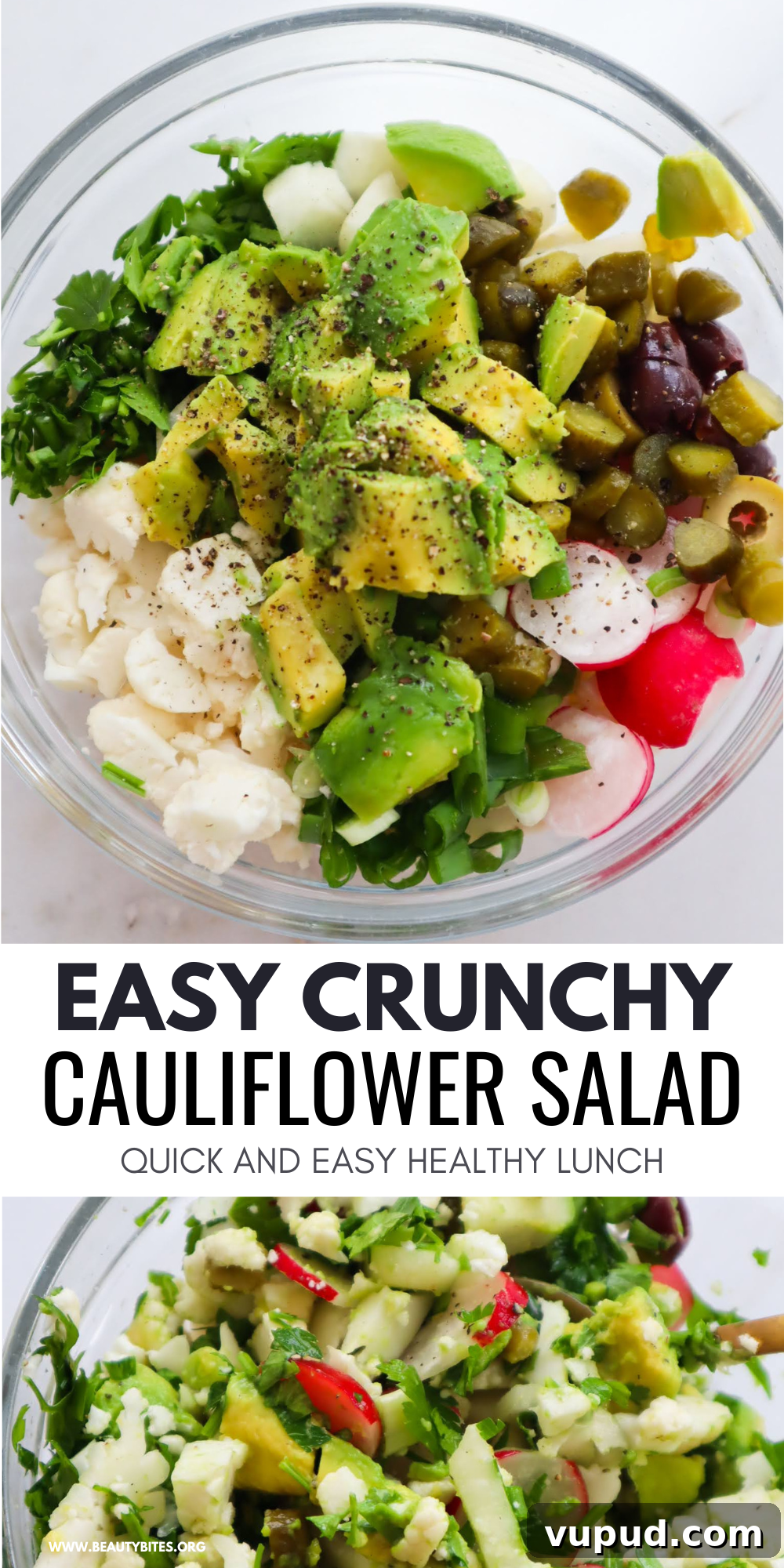 Raw cauliflower salad final presentation