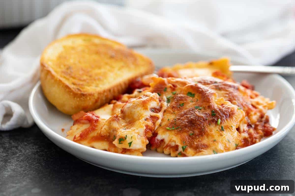 Baked Ravioli Baked Ravioli with Garlic Bread