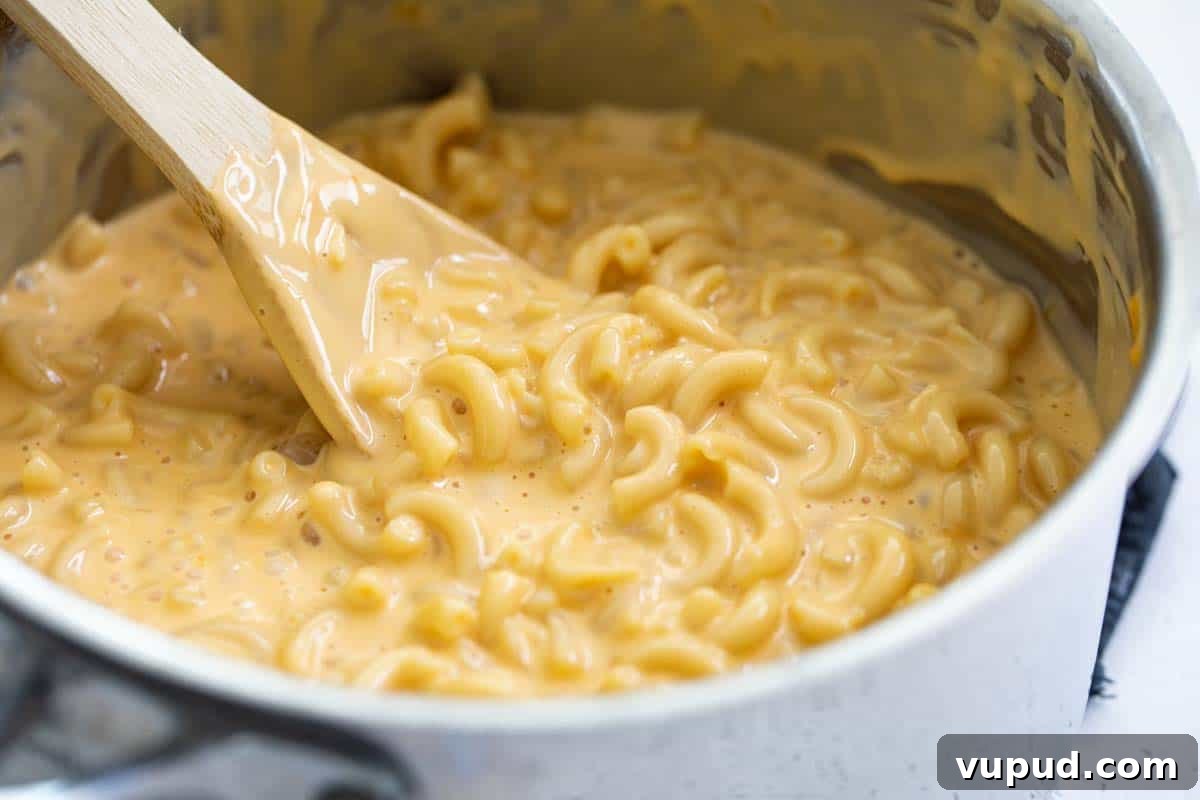 Creamy Mac and Cheese pot of stovetop mac and cheese