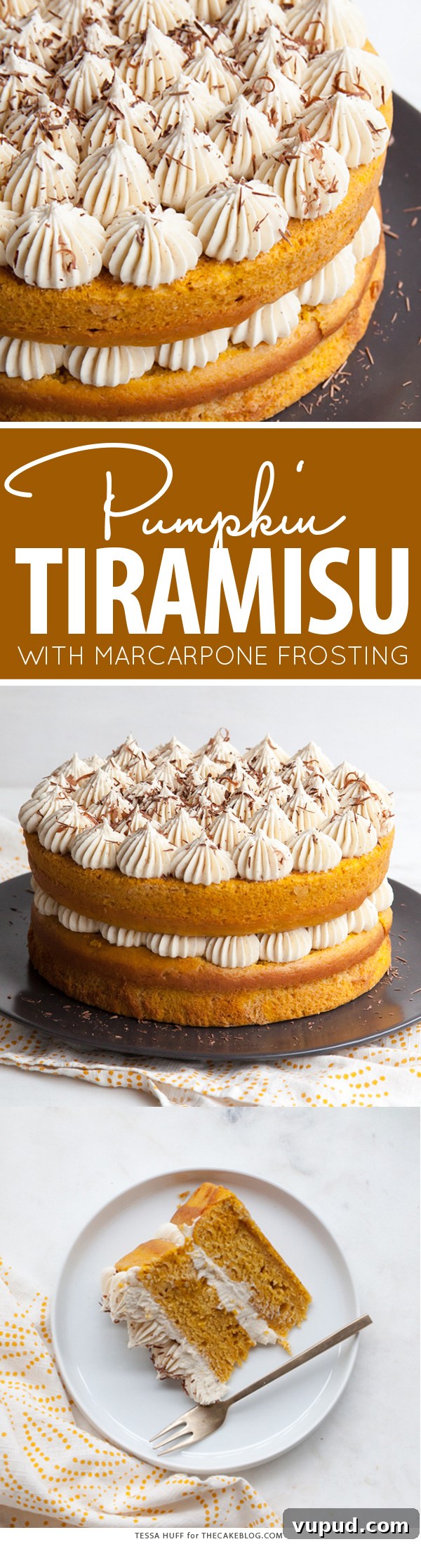 Pumpkin Tiramisu Cake Recipe — Autumn-Inspired Dessert Tutorial 2 Pumpkin Tiramisu Cake - pumpkin spice cake soaked with coffee-liqueur, fluffy mascarpone frosting and chocolate shavings | Tessa Huff for TheCakeBlog.com
