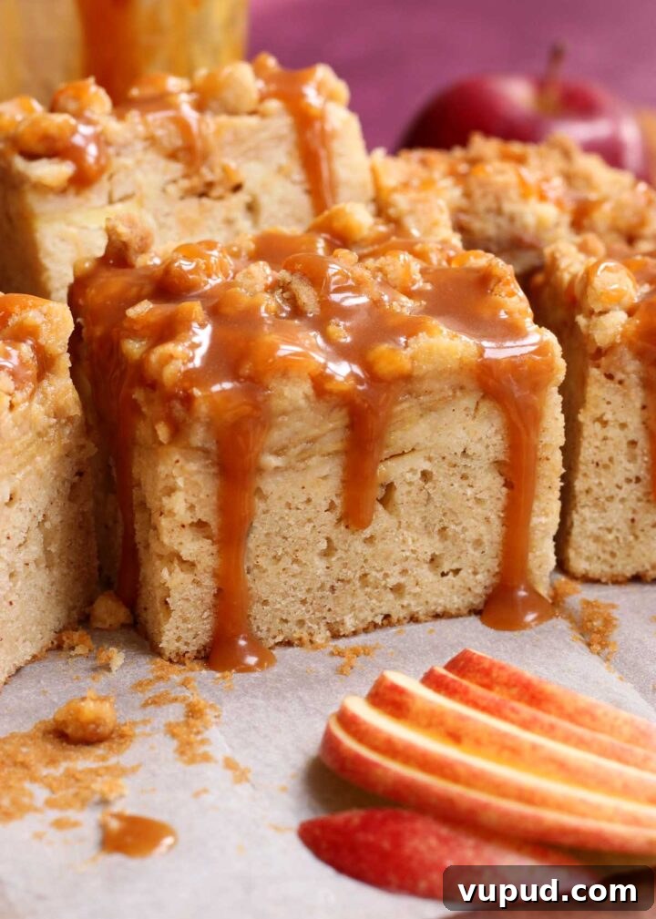 Brown Butter Caramel Apple Crumb Cake Recipe 2 caramel apple crumb cake with salted caramel drip