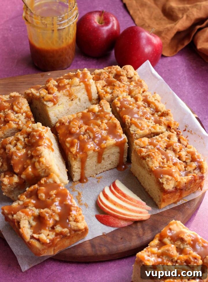 Brown Butter Caramel Apple Crumb Cake Recipe 3 caramel apple crumb cake sliced