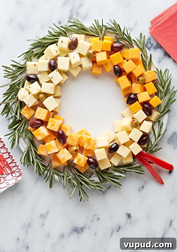 27+ Festive Christmas Finger Food Appetizers for Holiday Parties 15 Holiday finger food cheese wreath