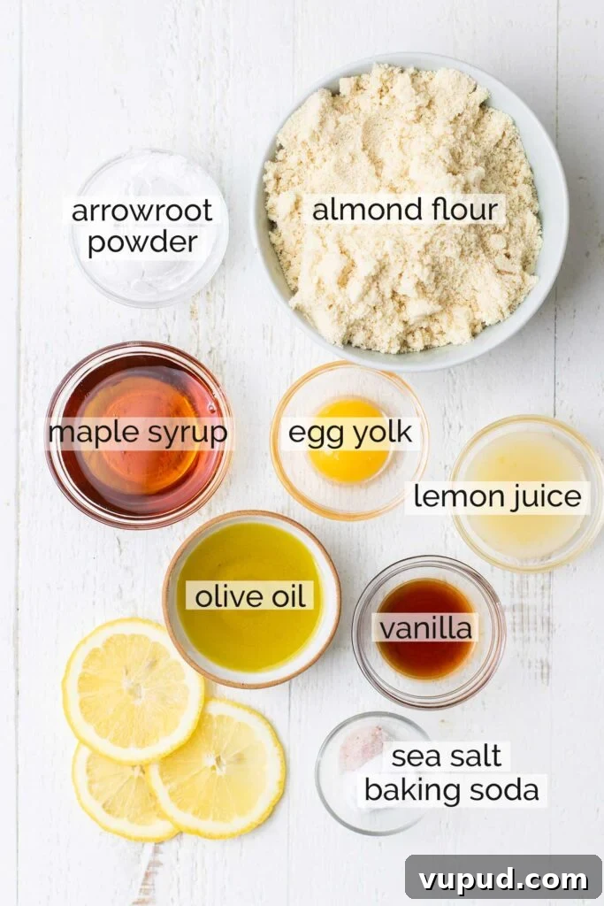 Chewy Gluten-Free Lemon Cookies (Dairy-Free Recipe) 3 The ingredients needed to make chewy gluten free lemon cookies.