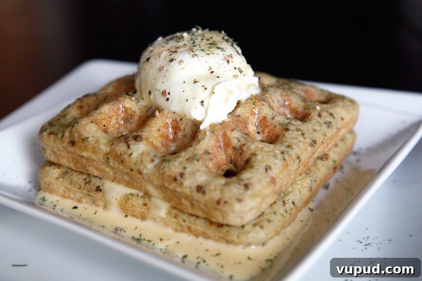 Savory Paleo Waffles with Poached Eggs and Hollandaise Sauce