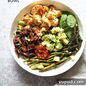Bulgogi Roasted Spring Vegetable Bowl with Sesame Rice 8 Bulgogi Roasted Spring Veggie Bowl. Spicy, sweet Korean Gochugaru blend roasted Cauliflower Mushroom Asparagus Bowl. #Vegan #Glutenfree #Nutfree #Recipe #VeganRicha | VeganRicha.com