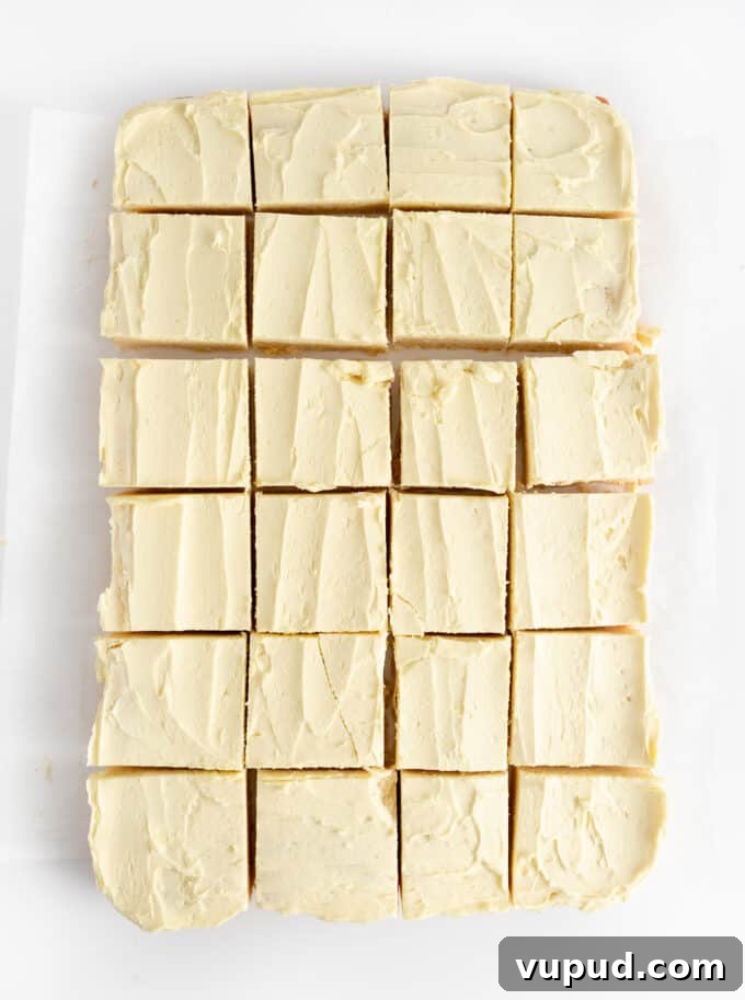 lemon sugar cookie bars cut into 24 squares