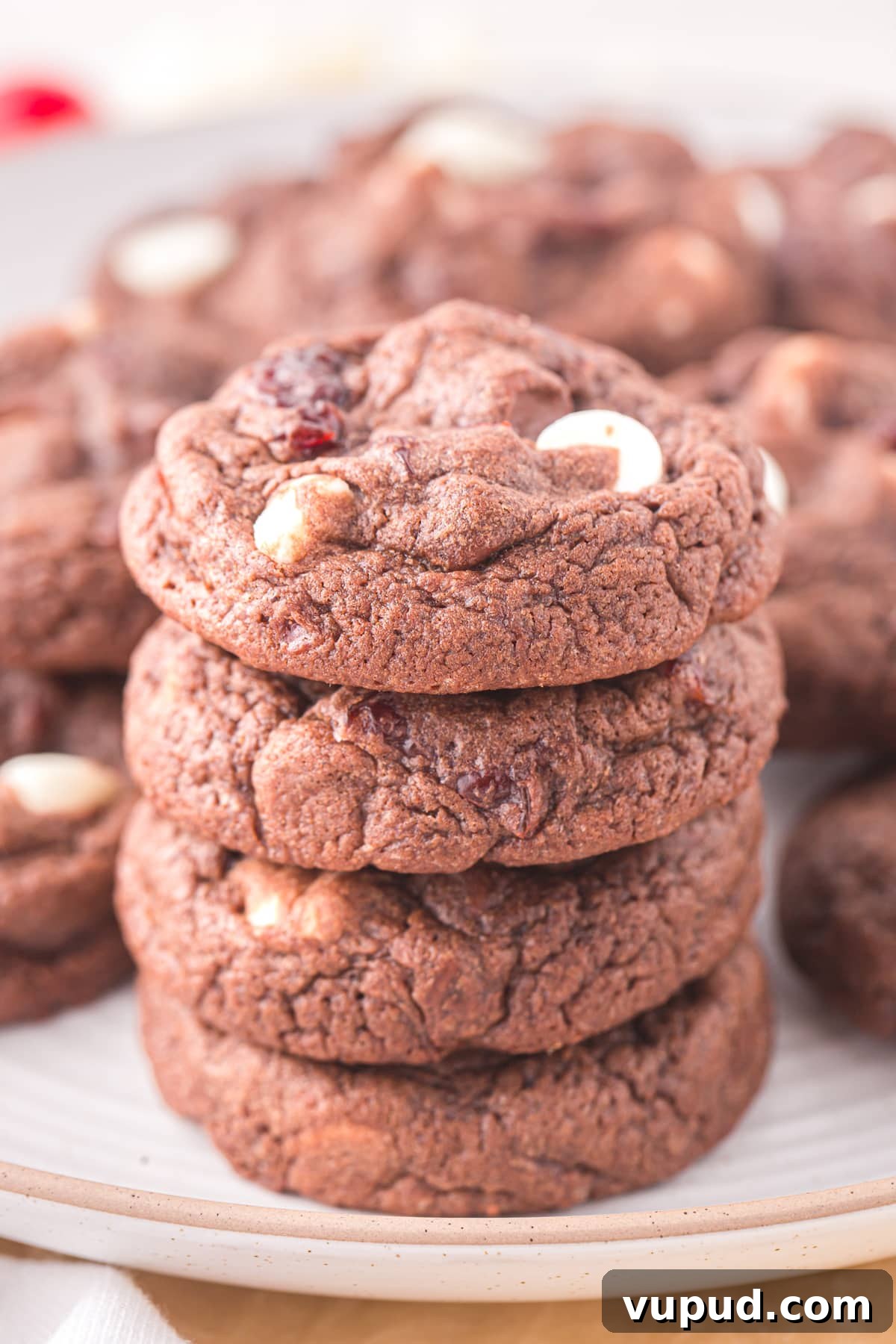 black forest cookie stacked on white plate