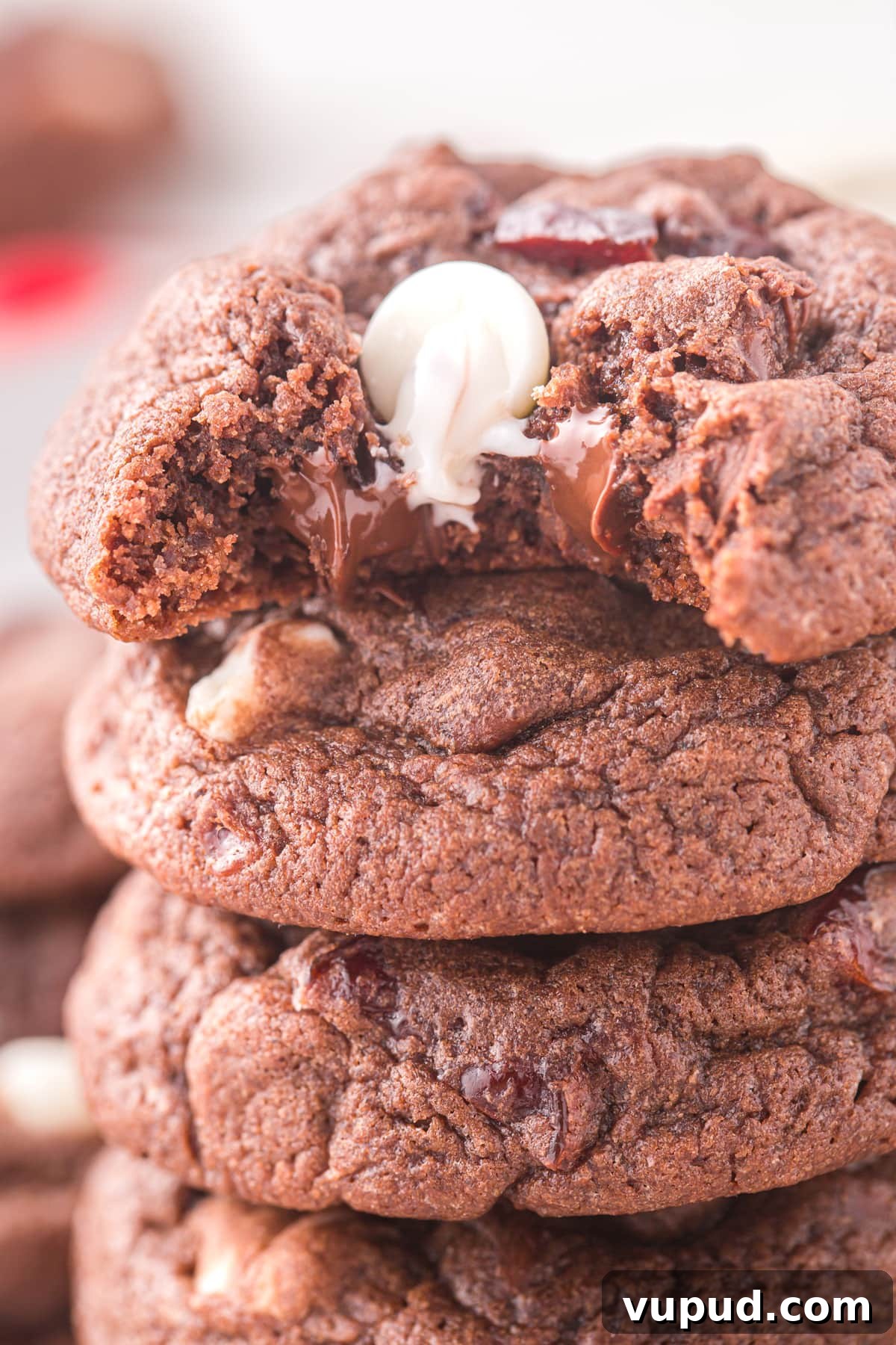bite out of black forest cookie stacked