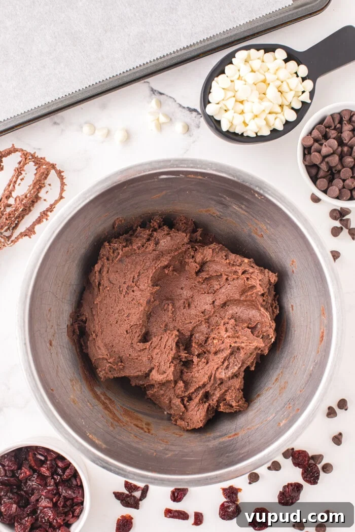 black forest cookie dough batter in bowl