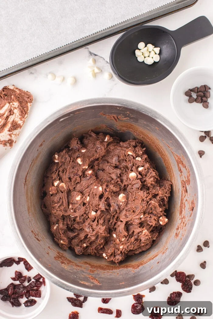black forest cookie dough batter mixed in bowl