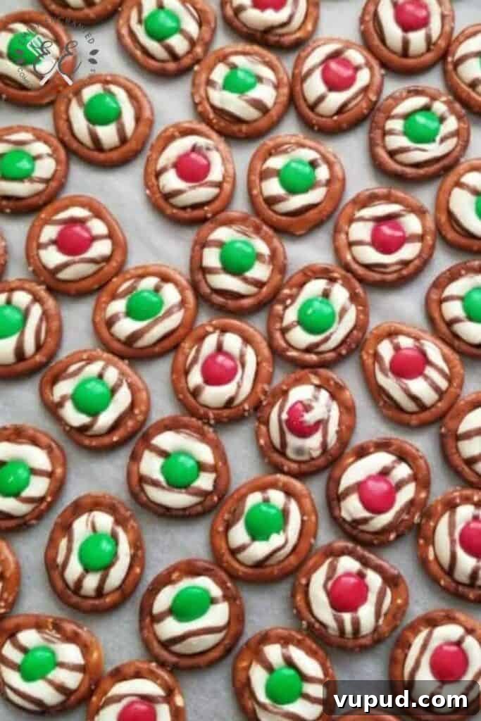 Chocolate Pretzel Rings with Kisses and M&Ms (Reindeer Noses)