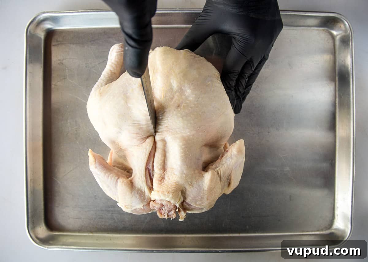 Grilled Spatchcocked Dry-Brined Chicken for Crispy, Juicy Results 3 Step 2 in how to spatchcock a chicken