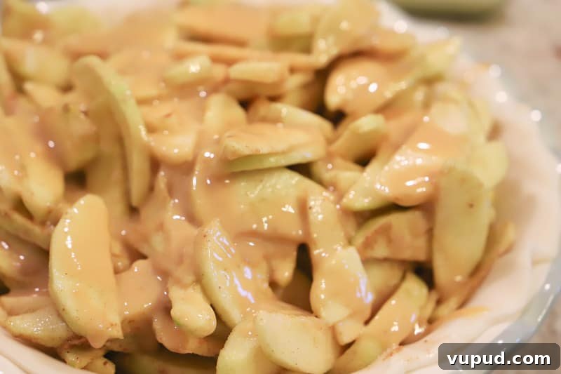 Caramel-Streusel Dutch Apple Pie Recipe 6 apples covered in caramel