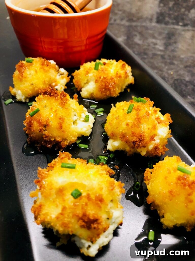 Crispy Fried Goat Cheese and Blackberry Salad with Honey Vinaigrette 13 Air Fryer Goat Cheese Bites with Spicy Honey