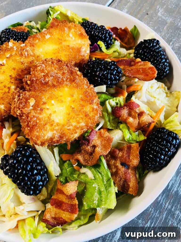 Crispy Fried Goat Cheese and Blackberry Salad with Honey Vinaigrette 7 Crispy Goat Cheese and Blackberry Salad