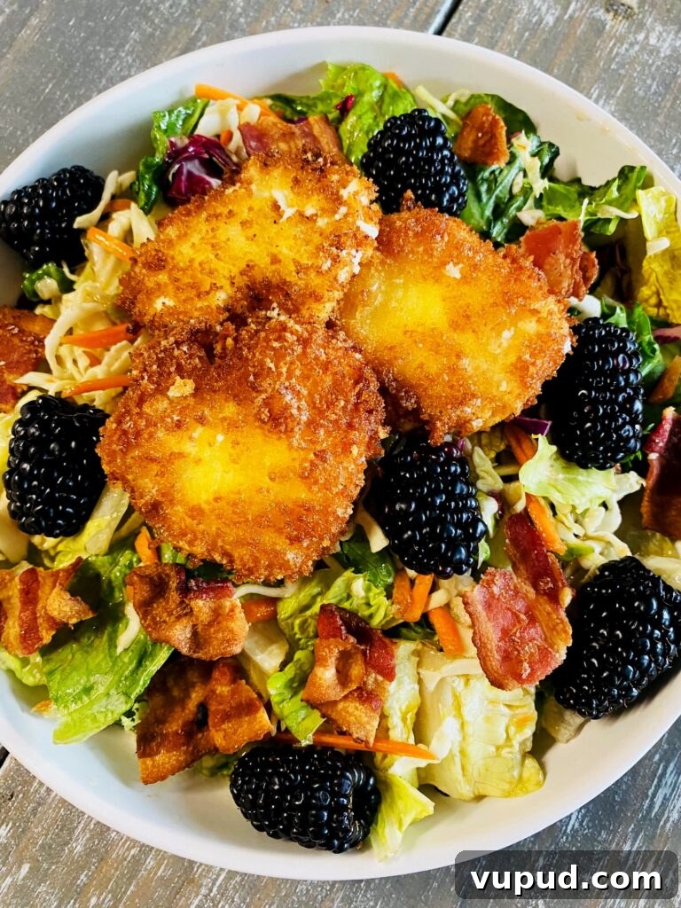 Crispy Fried Goat Cheese and Blackberry Salad with Honey Vinaigrette 8 Crispy Goat Cheese and Blackberry Salad