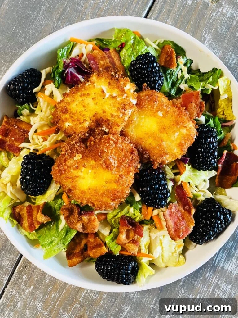 Crispy Fried Goat Cheese and Blackberry Salad with Honey Vinaigrette 10 Crispy Goat Cheese and Blackberry Salad