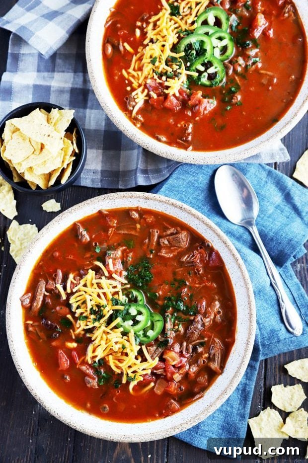 Instant Pot Carne Asada Chili Recipe for Bold Flavor 3 Instant Pot carne asada chili in bowls picture