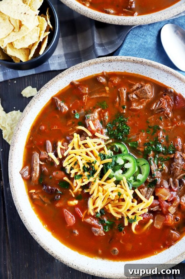 Instant Pot Carne Asada Chili Recipe for Bold Flavor 5 Overhead image of carne asada chili