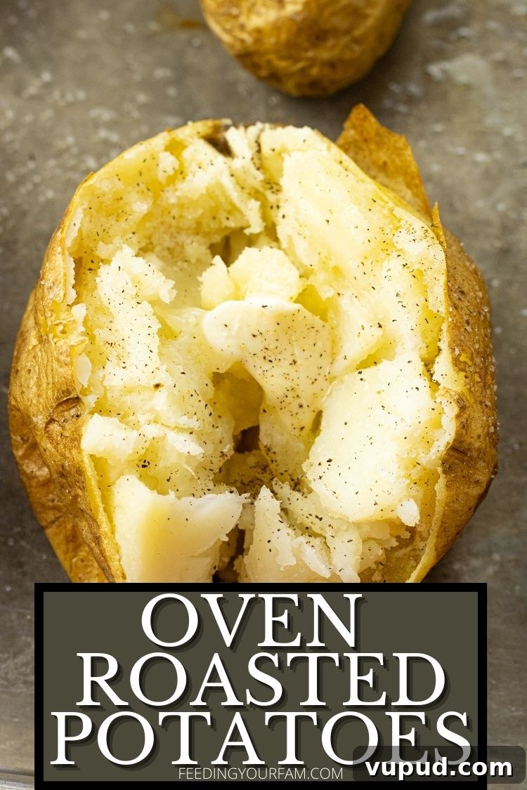 Crispy Oven-Roasted Potatoes with Garlic and Herbs 8 split open baked potato with butter