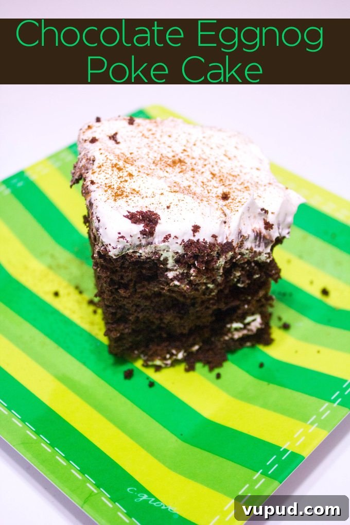 Chocolate Eggnog Poke Cake