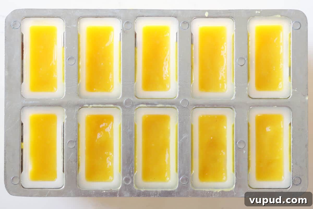 Mango Popsicle Recipe: Creamy, Refreshing Homemade Treat 5 a popsicle mold filled with mango puree