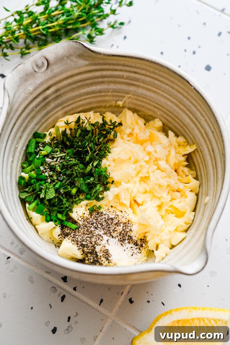 Garlic Herb Compound Butter Recipe for Flavorful Meals 5 Compound butter in bowl