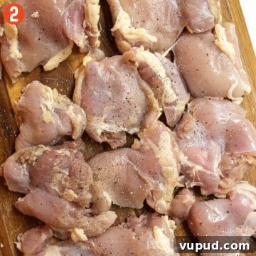 Crispy Chicken Spiedini Skewers with Lemon Herb Marinade 5 Seasoning chicken thighs with salt and pepper.