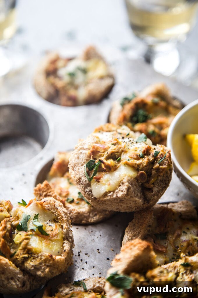 Turmeric Tuna Melt Muffin Bites: Savory Mini Tuna Melts 2 Muffin Pan Turmeric Tuna Melts www.thecuriousplate.com