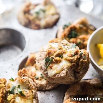 Turmeric Tuna Melt Muffin Bites: Savory Mini Tuna Melts 11 Muffin Pan Turmeric Tuna Melts www.thecuriousplate.com