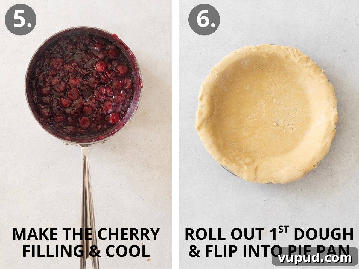 Gluten-Free Cherry Pie Recipe with Flaky Homemade Crust 8 steps 5 and 6 make the filling and cool, roll out dough place in pan.
