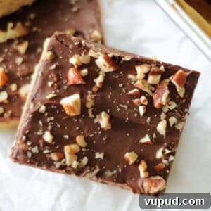 Classic Chewy Toffee Bars Recipe with Buttery Shortbread 14 Two toffee bar squares.