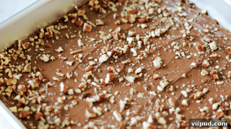 Classic Chewy Toffee Bars Recipe with Buttery Shortbread 8 toffee bars spread with melted chocolate and sprinkled with chopped pecans