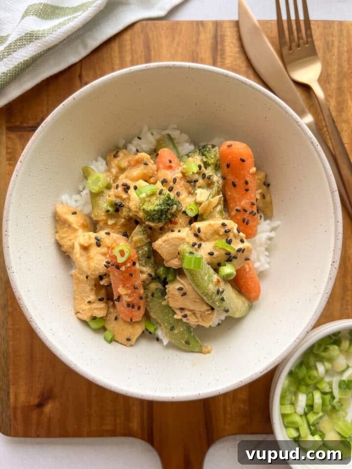 Sesame Garlic Stir-Fry with Frozen Vegetables 2 Frozen vegetable stir fry in sesame garlic sauce served over rice