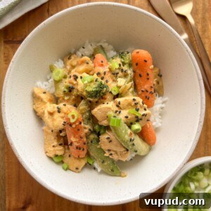 Sesame Garlic Stir-Fry with Frozen Vegetables 9 Frozen vegetable stir fry in sesame garlic sauce served over rice