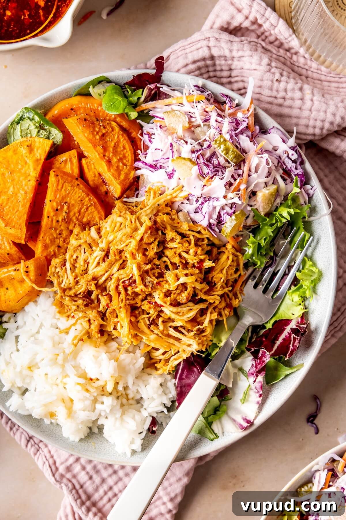 Slow Cooker Hot Honey Chicken Bowls with Rice and Veggies 2 Crockpot Hot Honey Chicken Bowls - Olivia Adriance