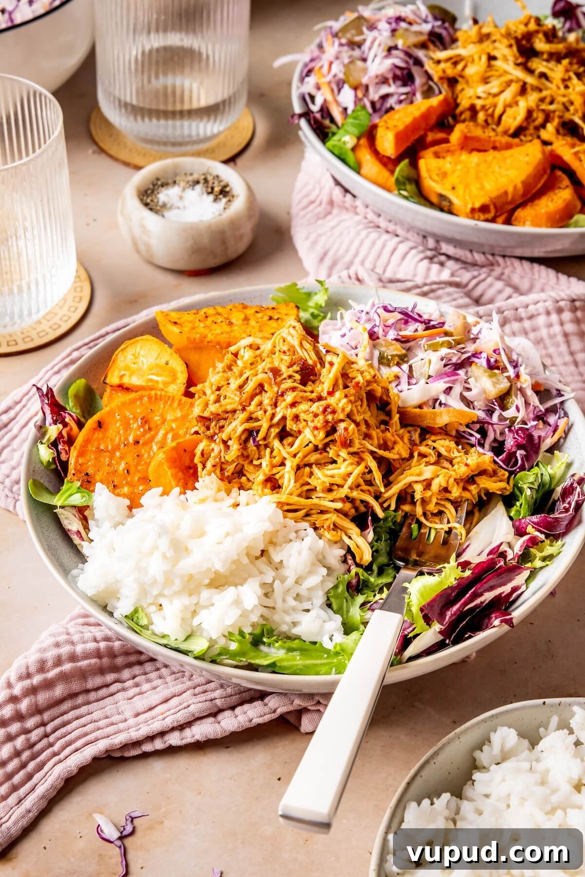 Slow Cooker Hot Honey Chicken Bowls with Rice and Veggies 8 Crockpot Hot Honey Chicken Bowls - Olivia Adriance