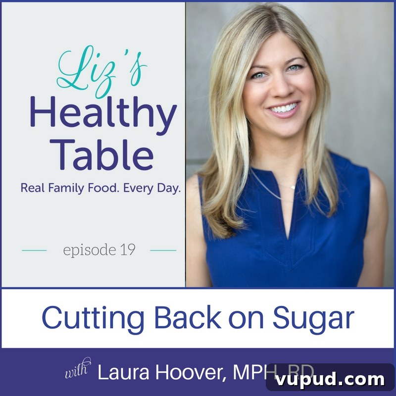 Cutting Back on Sugar: Laura Hoover, MPH, RD on Liz’s Healthy Table 2 Cutting back on sugar on the Liz's Healthy Table podcast via lpzshealthytable.com