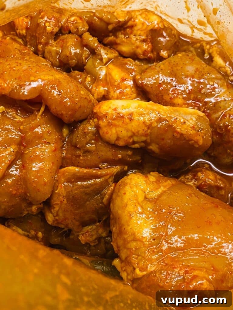 Korean-Style Grilled Chicken Thighs with Sticky Gochujang Glaze 2 Chicken thigh is marinating in a bag