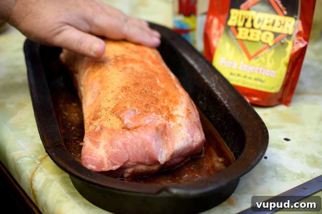 Pork Loin in Savory Bacon Gravy Recipe 5 Pork Loin, Bacon Gravy, wood pellet, grill, BBQ, smoker, recipe