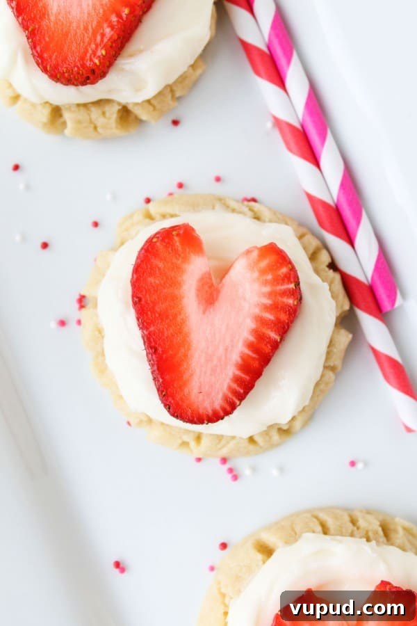Coconut Frosted Sugar Cookies with Fresh Strawberry Hearts 2 Coconut-Frosted Sugar Cookies with Strawberry Hearts