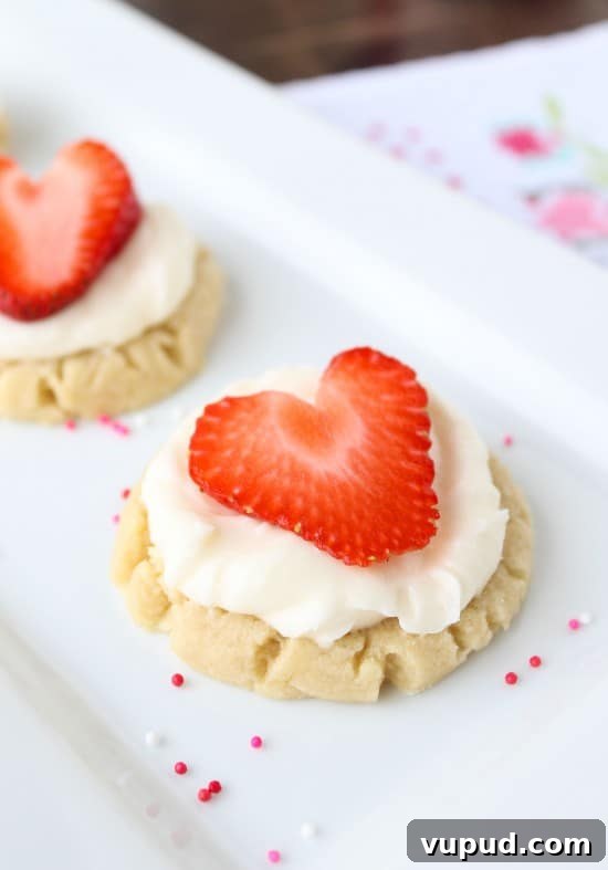 Coconut Frosted Sugar Cookies with Fresh Strawberry Hearts 3 Coconut-Frosted Sugar Cookies with Strawberry Hearts