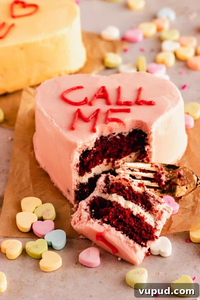 Red Velvet Mini Conversation Heart Cakes — Romantic Valentine Treats 2 Call me mini red velvet heart cake