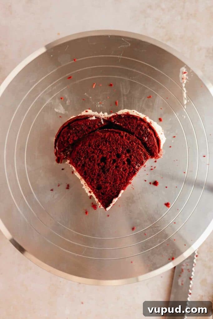 Red Velvet Mini Conversation Heart Cakes — Romantic Valentine Treats 17 the shaped heart from round cake