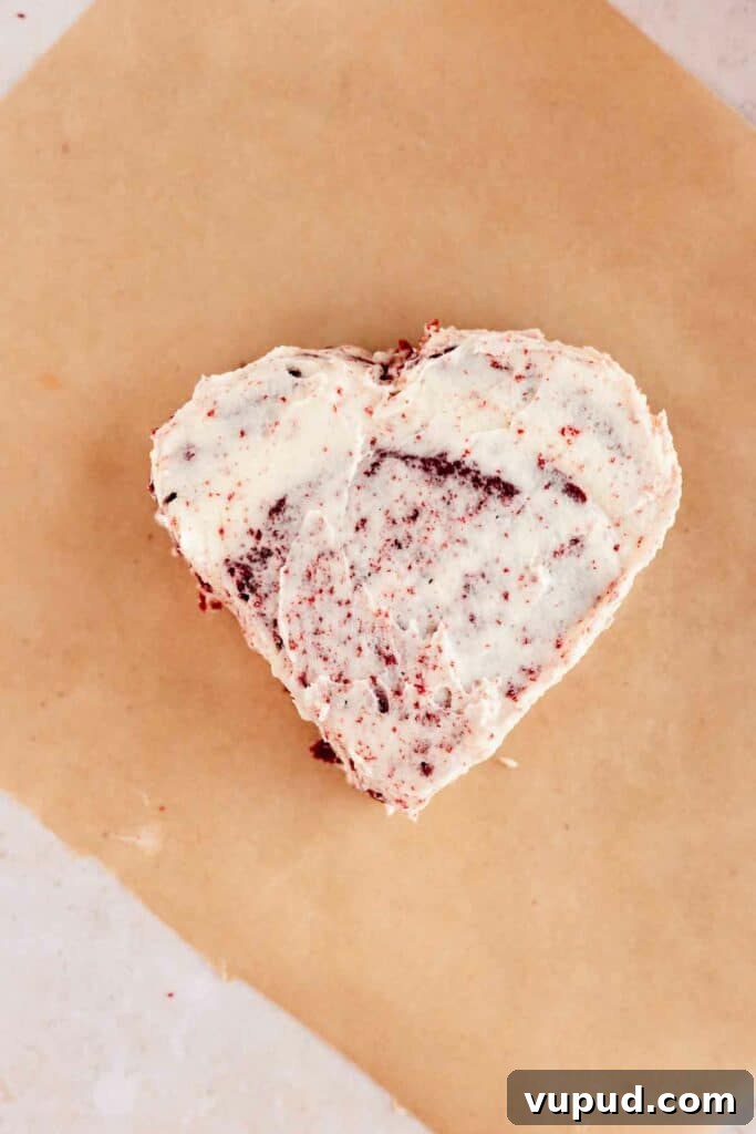 Red Velvet Mini Conversation Heart Cakes — Romantic Valentine Treats 18 crumb coated mini heart cake